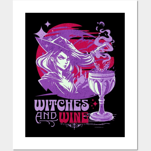 Witches and Wine Design for You Magical Wand Casting Lovers Wall Art by Joaddo